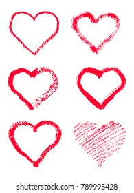 Vector hand-painted ink illustration with hearts. Abstract background. Doodles.