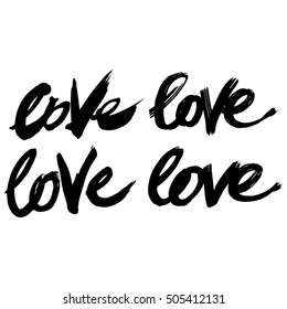 Vector handpainted ink illustration with lettering. love