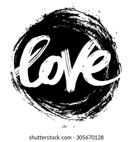 Vector hand-painted ink illustration with Love lettering.