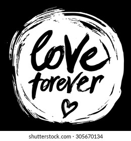 Vector hand-painted ink illustration with Love lettering.