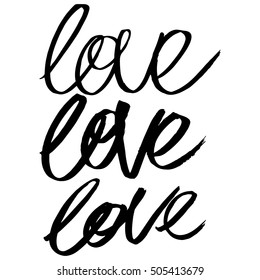 Vector handpainted ink illustration with Love lettering.