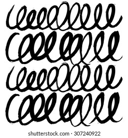 Vector hand-painted ink illustration with wave lines. Abstract background.