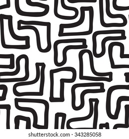 Vector hand-painted seamless pattern with abstract doodles lines. Background for textile, pillow, copybook, dishes another business