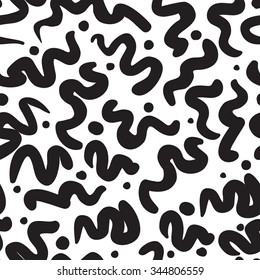 Vector hand-painted seamless pattern with abstract doodles lines. Background for textile, pillow, copybook, dishes another business