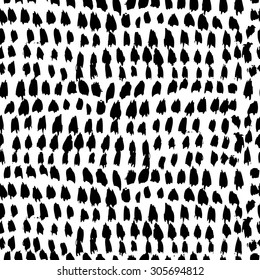 Vector hand-painted seamless pattern with ink brush strokes. Abstract background.