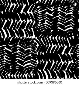 Vector hand-painted seamless pattern with ink brush strokes. Abstract background.