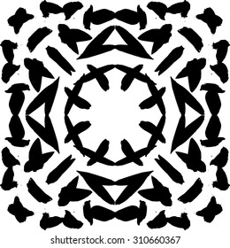 Vector hand-painted seamless pattern with ink brush strokes. Abstract background.