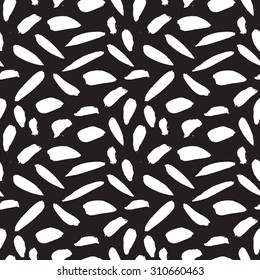 Vector hand-painted seamless pattern with ink brush strokes. Abstract background.