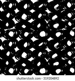 Vector hand-painted seamless pattern with ink brush strokes. Abstract background.