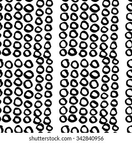 Vector hand-painted seamless pattern with ink brush strokes. Abstract background.