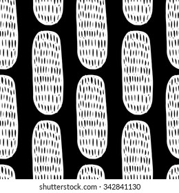 Vector hand-painted seamless pattern with ink brush strokes. Abstract background.