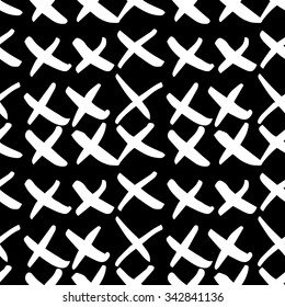 Vector hand-painted seamless pattern with ink brush strokes. Abstract background.