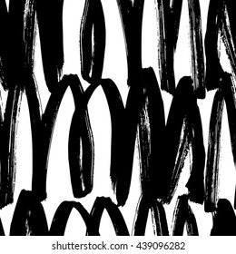Vector hand-painted seamless pattern with ink brush strokes. Abstract background.