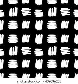 Vector hand-painted seamless pattern with ink brush strokes. Abstract background.