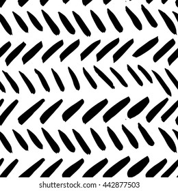Vector hand-painted seamless pattern with ink brush strokes. Abstract background.