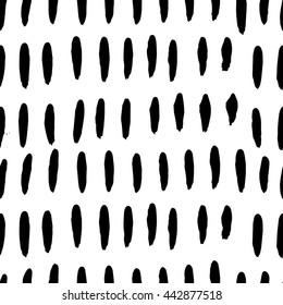 Vector hand-painted seamless pattern with ink brush strokes. Abstract background.