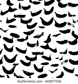 Vector hand-painted seamless pattern with ink brush strokes. Abstract background.