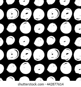 Vector hand-painted seamless pattern with ink brush strokes. Abstract background.