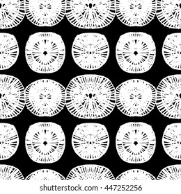 Vector hand-painted seamless pattern with ink brush strokes. Abstract background.