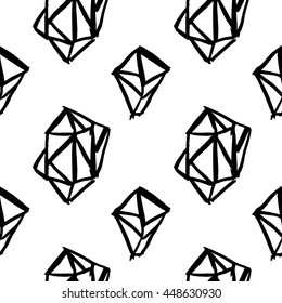 Vector hand-painted seamless pattern with ink brush strokes. Abstract background.