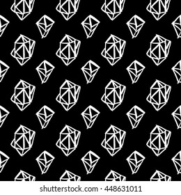 Vector hand-painted seamless pattern with ink brush strokes. Abstract background.