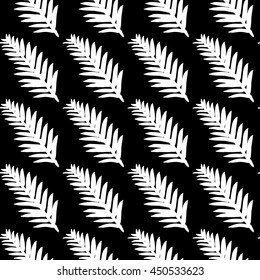 Vector hand-painted seamless pattern with ink brush strokes. Abstract background. Flowers.