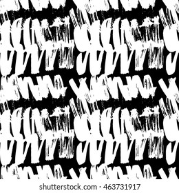 Vector hand-painted seamless pattern with ink brush strokes. Abstract background.