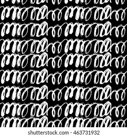 Vector hand-painted seamless pattern with ink brush strokes. Abstract background.