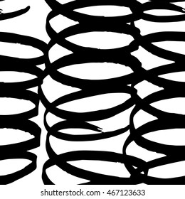 Vector hand-painted seamless pattern with ink brush strokes. Abstract background.
