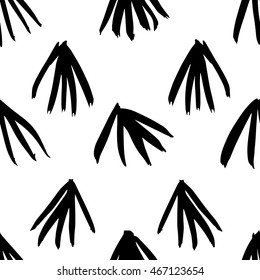 Vector hand-painted seamless pattern with ink brush strokes. Abstract background.