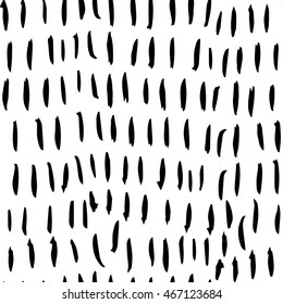 Vector hand-painted seamless pattern with ink brush strokes. Abstract background.