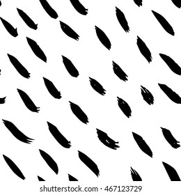 Vector hand-painted seamless pattern with ink brush strokes. Abstract background.