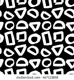 Vector hand-painted seamless pattern with ink brush strokes. Abstract background.