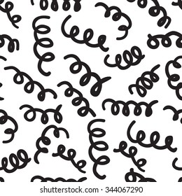Vector hand-painted seamless pattern with noodles, doodle lines. Abstract background in memphis style for textile, pillow, copybook, dishes another business