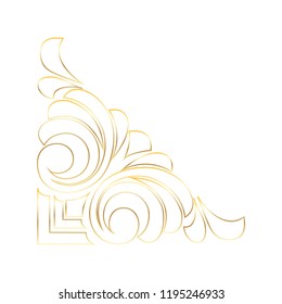 Vector hand-painted vintage baroque ornament. Retro pattern antique style acanthus