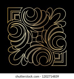 Vector hand-painted vintage baroque ornament. Retro pattern antique style acanthus