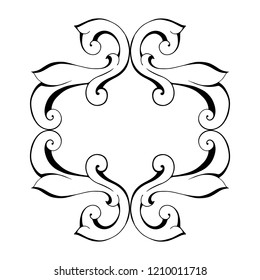 Vector hand-painted vintage baroque ornament. Retro pattern antique style acanthus