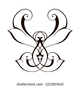 Vector hand-painted vintage baroque ornament. Retro pattern antique style acanthus
