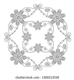 Vector hand-painted vintage baroque ornament. Retro pattern antique style acanthus. Indian oriental pattern
