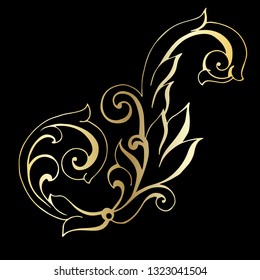 Vector hand-painted vintage baroque ornament. Retro pattern antique style acanthus