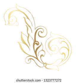 Vector hand-painted vintage baroque ornament. Retro pattern antique style acanthus