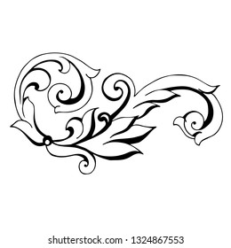 Vector hand-painted vintage baroque ornament. Retro pattern antique style acanthus