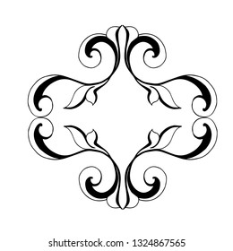 Vector hand-painted vintage baroque ornament. Retro pattern antique style acanthus