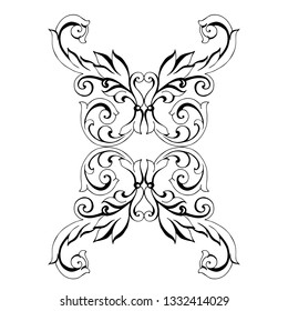 Vector hand-painted vintage baroque ornament. Retro pattern antique style acanthus