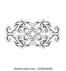 Vector hand-painted vintage baroque ornament. Retro pattern antique style acanthus