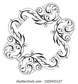 Vector hand-painted vintage baroque ornament. Retro pattern antique style acanthus