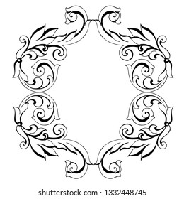 Vector hand-painted vintage baroque ornament. Retro pattern antique style acanthus