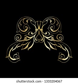 Vector hand-painted vintage baroque ornament. Retro pattern antique style acanthus