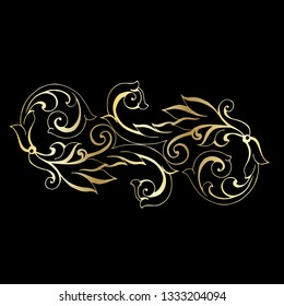 Vector hand-painted vintage baroque ornament. Retro pattern antique style acanthus