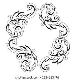 Vector hand-painted vintage baroque ornament. Retro pattern antique style acanthus